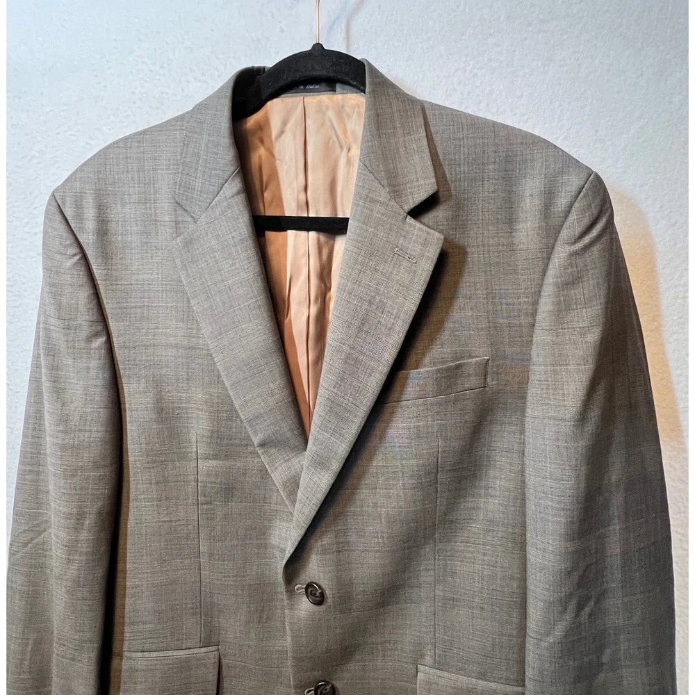 Ralph Lauren Mens 40R Brown Gray Plaid Wool Two Button Blazer‎ Sport Coat